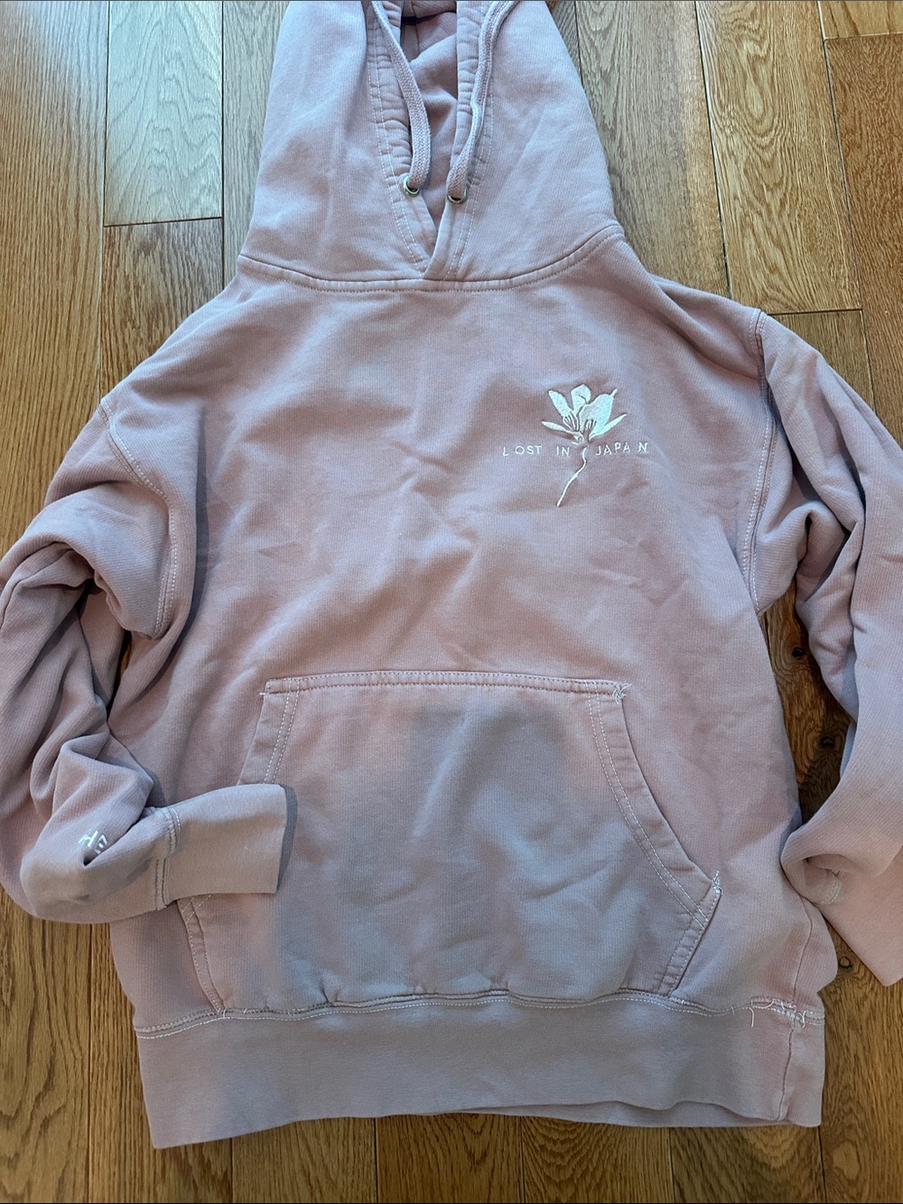 Lost In Japan Dusty Pink Floral Embroidered Hoodie